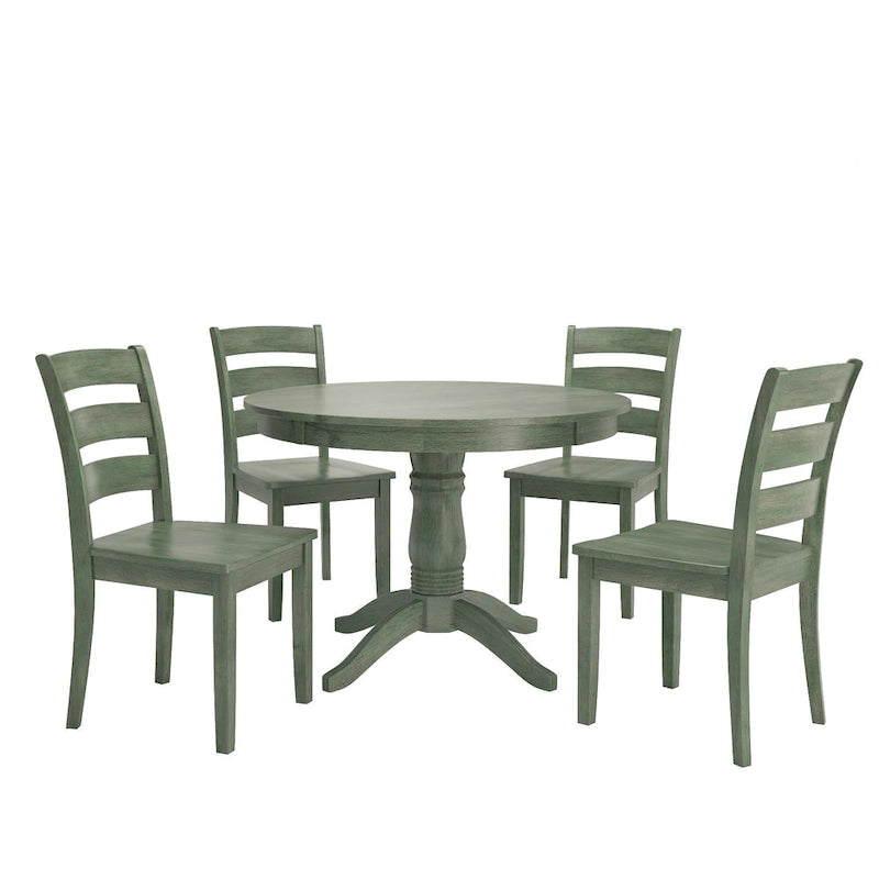 Sage Green Round Pedestal Dining Set - 5 Piece