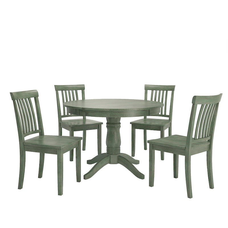 Sage Green Round Pedestal Dining Set - 5 Piece-6