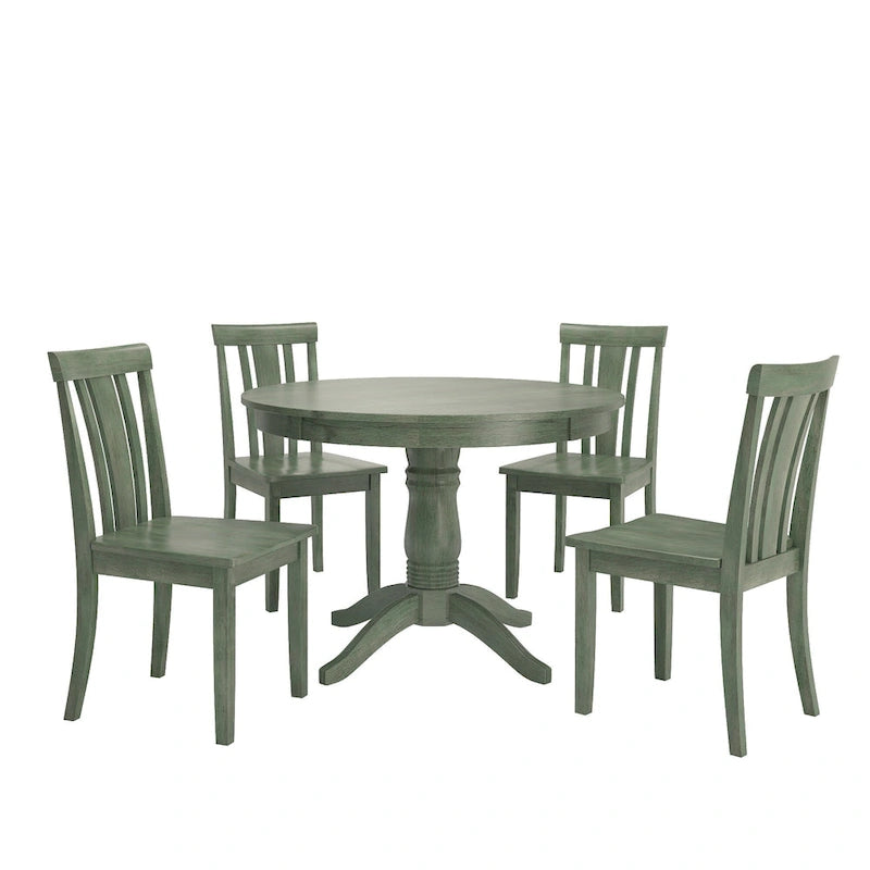 Sage Green Round Pedestal Dining Set - 5 Piece-7