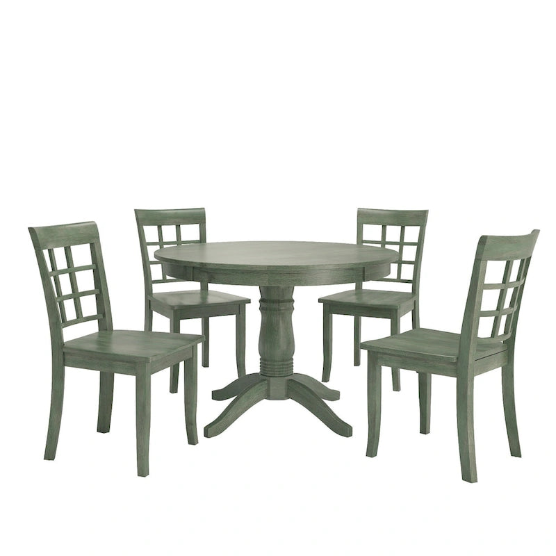 Sage Green Round Pedestal Dining Set - 5 Piece-8