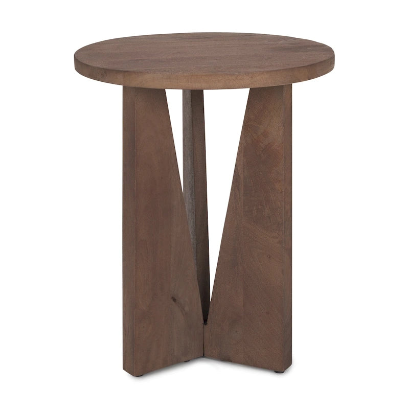 Black Solid Wood Round Accent Table - 18L x 18W x 22H-21