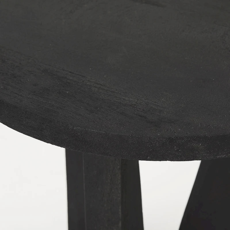 Black Solid Wood Round Accent Table - 18L x 18W x 22H-7