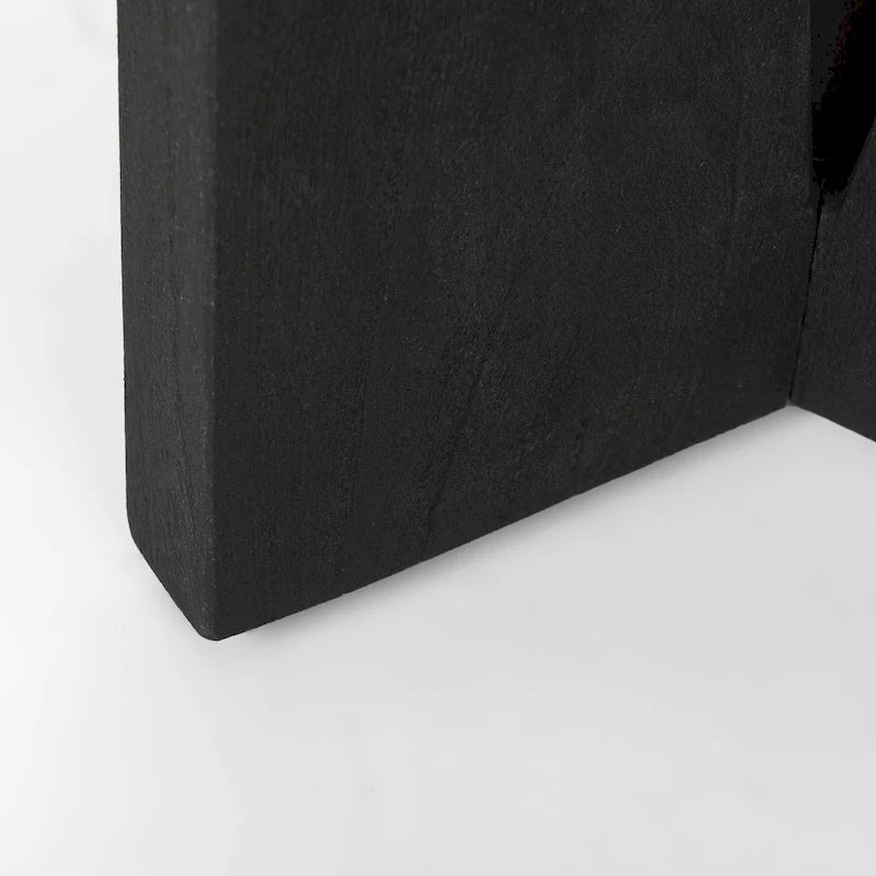 Black Solid Wood Round Accent Table - 18L x 18W x 22H-9