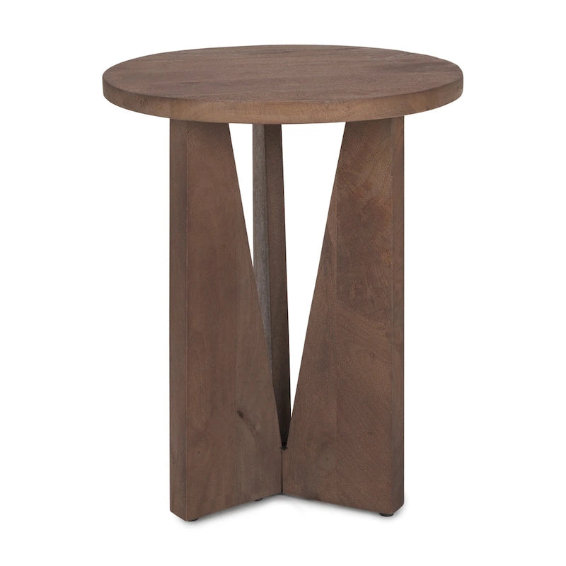 Black Solid Wood Round Accent Table - 18L x 18W x 22H-12