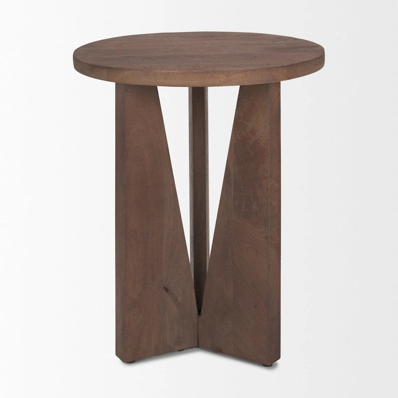 Black Solid Wood Round Accent Table - 18L x 18W x 22H-13