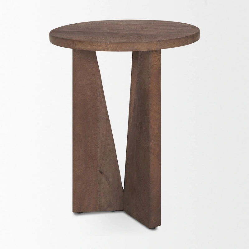Black Solid Wood Round Accent Table - 18L x 18W x 22H-15