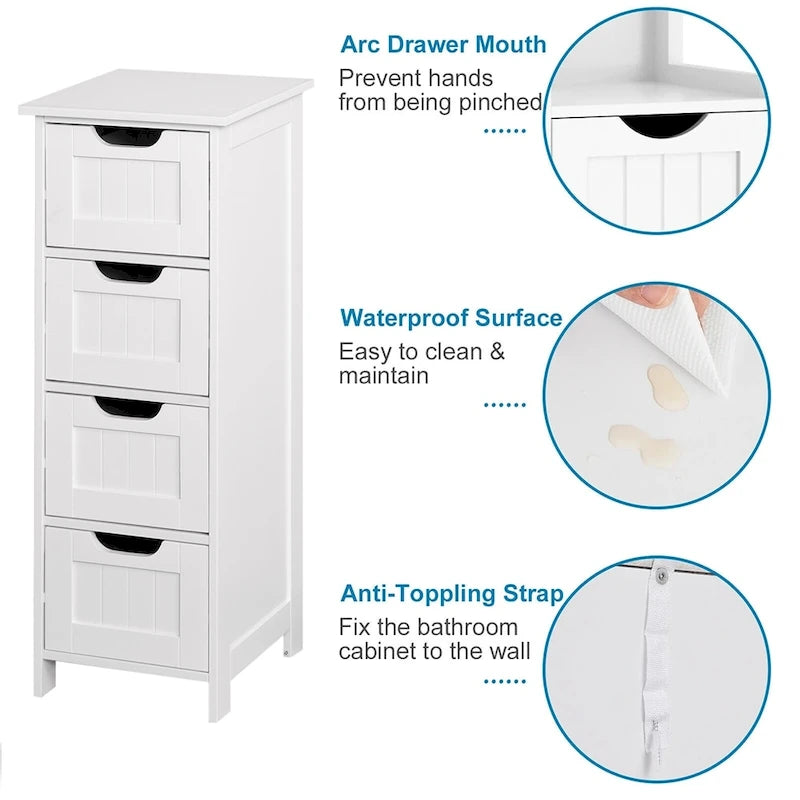 4-Drawer Slim Bathroom Storage Cabinet-5