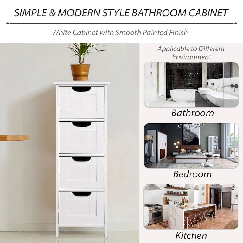 4-Drawer Slim Bathroom Storage Cabinet-7