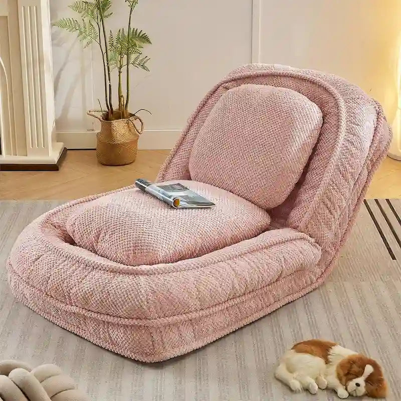 Convertible Flip Chair, Floor Lazy Sofa, Folding Upholstered Couch Bed with Adjustable Backrest