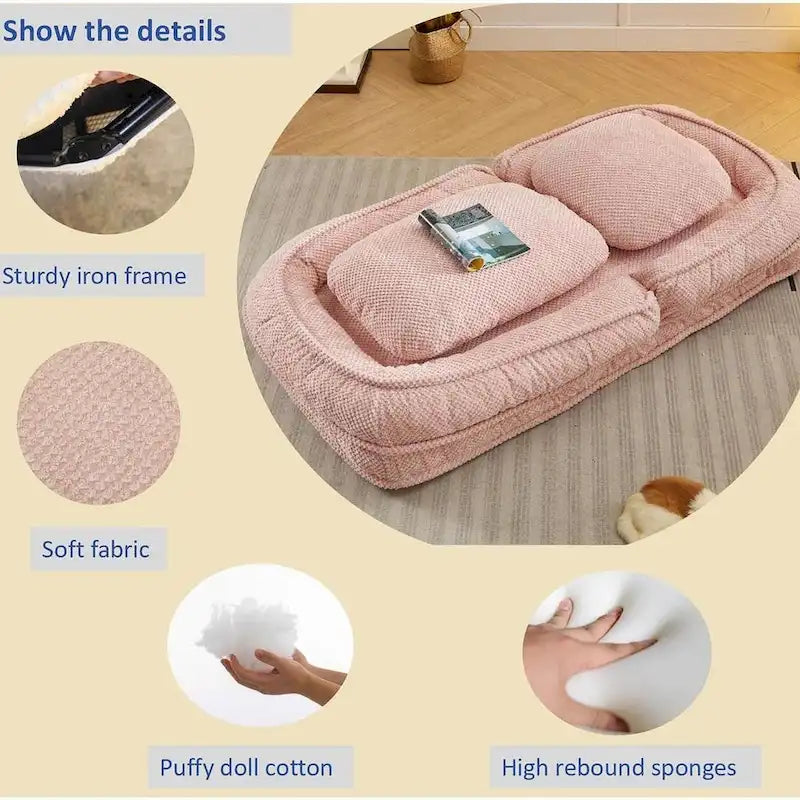 Convertible Flip Chair, Floor Lazy Sofa, Folding Upholstered Couch Bed with Adjustable Backrest