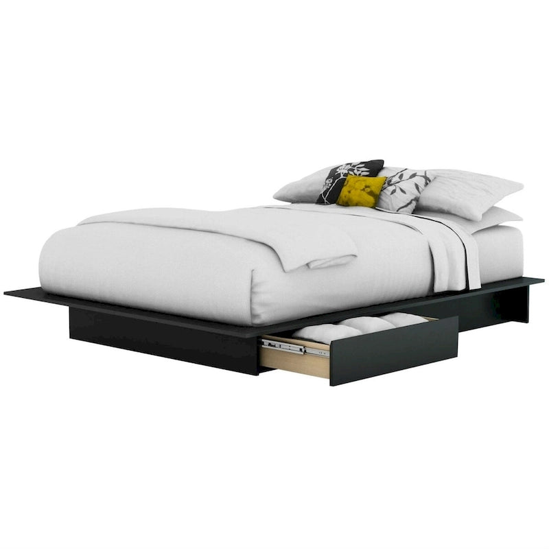 Full / Queen size Modern Platform Bed Frame with 2 Storage Drawers-2