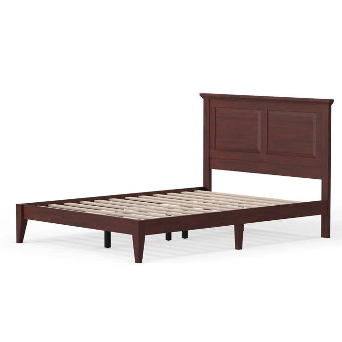 Solid Oak Platform Bed with Tapered Legs and Headboard-8