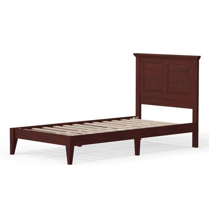 Solid Oak Platform Bed with Tapered Legs and Headboard-14