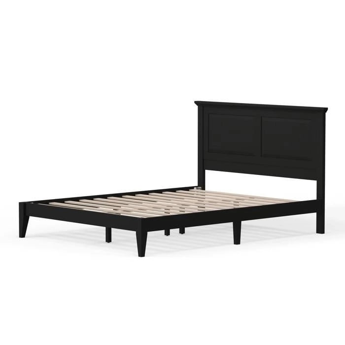 Solid Oak Platform Bed with Tapered Legs and Headboard-32