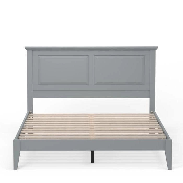 Solid Oak Platform Bed with Tapered Legs and Headboard-35