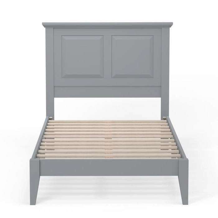 Solid Oak Platform Bed with Tapered Legs and Headboard-37