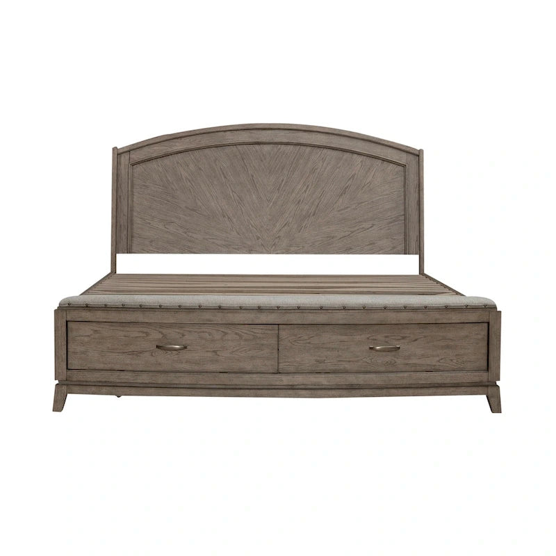 Burnished Beige Oak King Panel Storage Bed Set-6