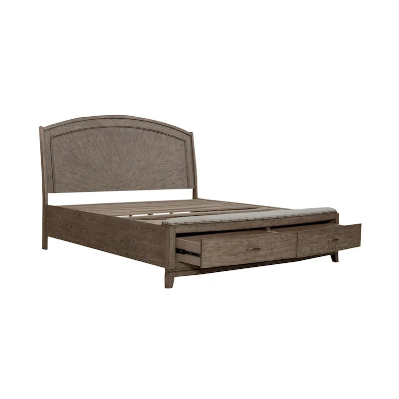 Burnished Beige Oak King Panel Storage Bed Set-7
