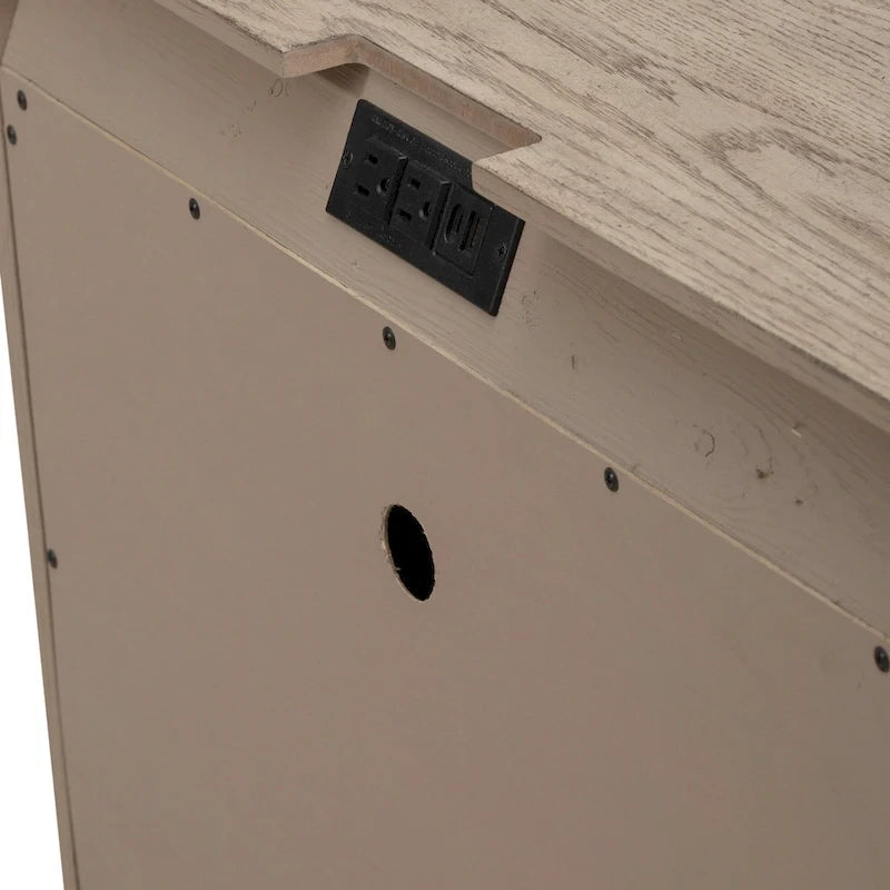 Burnished Beige Oak King Panel Storage Bed Set-16