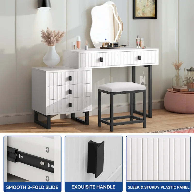 Expandable Cloud Vanity With Built-in Socket and Lighted Mirror - 49.90 H X 51.10 W X 15.70 D-2