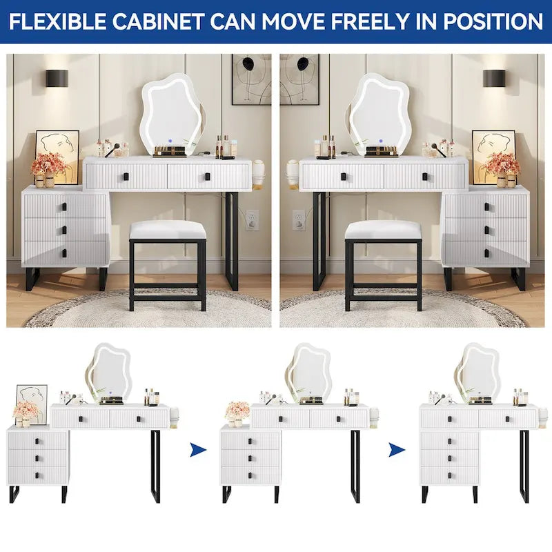 Expandable Cloud Vanity With Built-in Socket and Lighted Mirror - 49.90 H X 51.10 W X 15.70 D-3