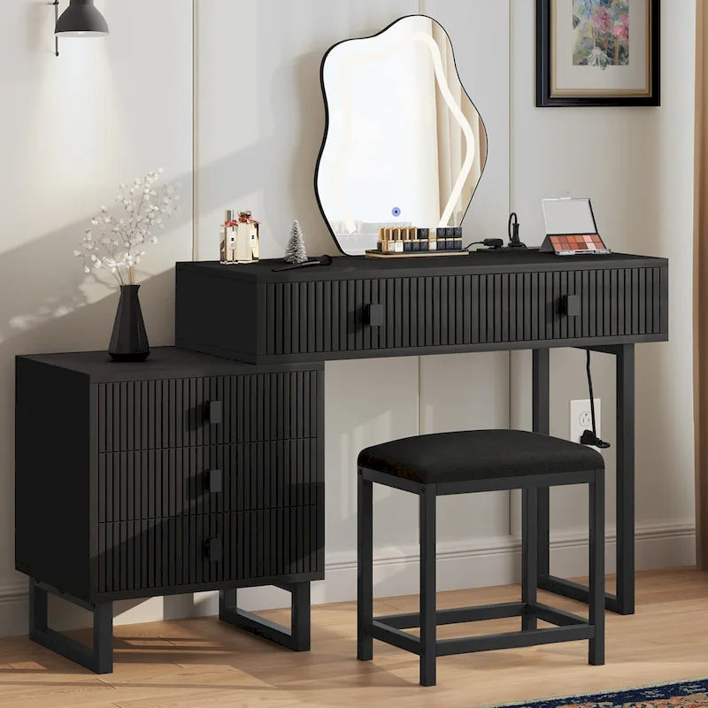 Expandable Cloud Vanity With Built-in Socket and Lighted Mirror - 49.90 H X 51.10 W X 15.70 D-5