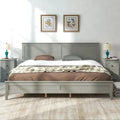 King Platform Bed in Modern Gray Pine Wood - Simple Slat Design, Elegant, High Load Capacity