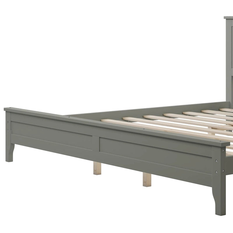 King Platform Bed in Modern Gray Pine Wood - Simple Slat Design, Elegant, High Load Capacity
