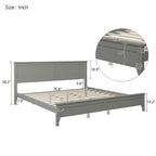 King Platform Bed in Modern Gray Pine Wood - Simple Slat Design, Elegant, High Load Capacity