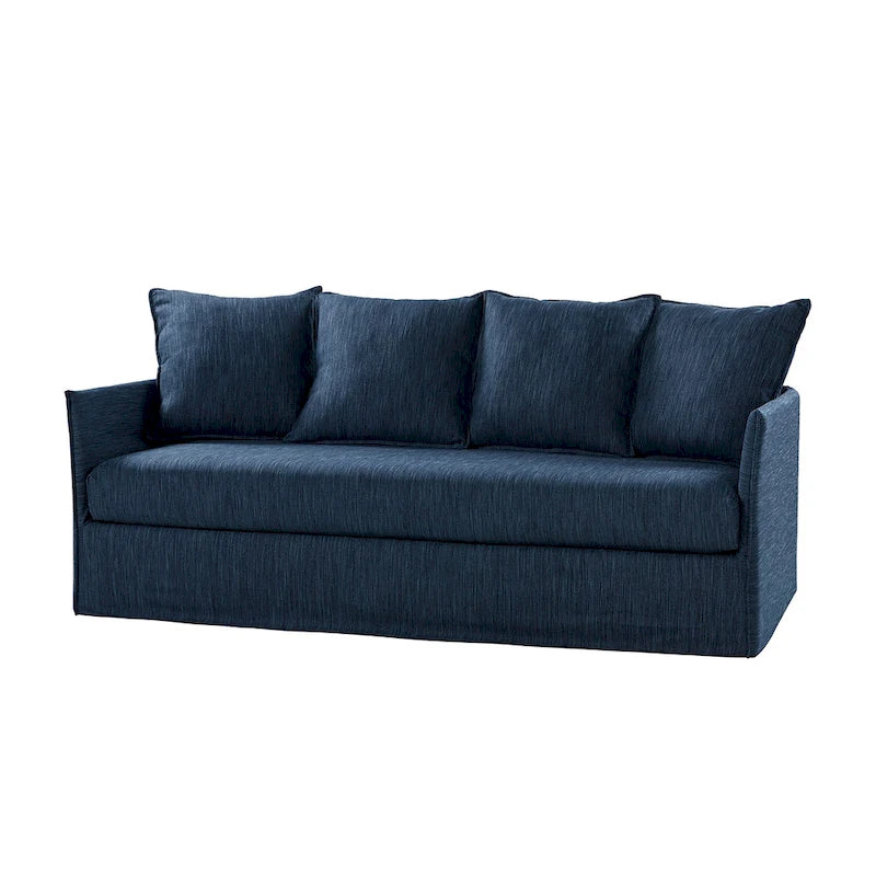 Gray 3-Seater Slipcovered Sofa with Removable Cushions