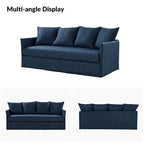 Gray 3-Seater Slipcovered Sofa with Removable Cushions