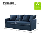 Gray 3-Seater Slipcovered Sofa with Removable Cushions