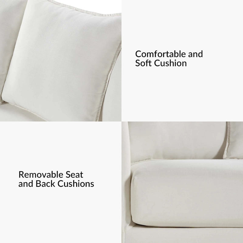 Gray 3-Seater Slipcovered Sofa with Removable Cushions