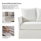 Gray 3-Seater Slipcovered Sofa with Removable Cushions