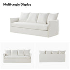 Gray 3-Seater Slipcovered Sofa with Removable Cushions