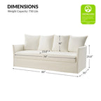 Gray 3-Seater Slipcovered Sofa with Removable Cushions