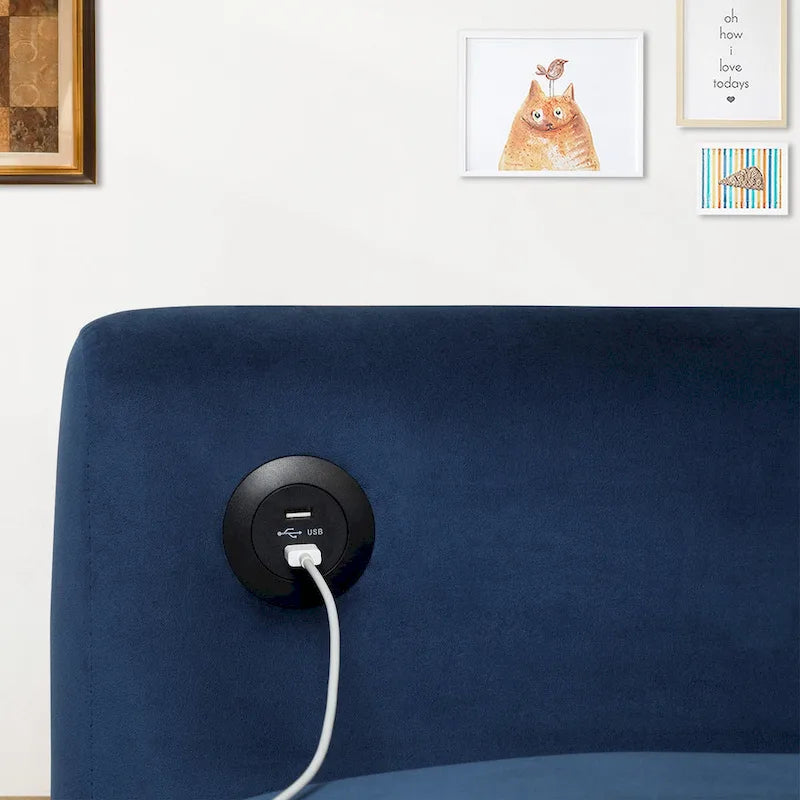 Velvet Futon Sofa Bed Convertible Sofa Couch with Adjustable Backrest, Daybed Guest Bed for Living Room - 2-Person-19