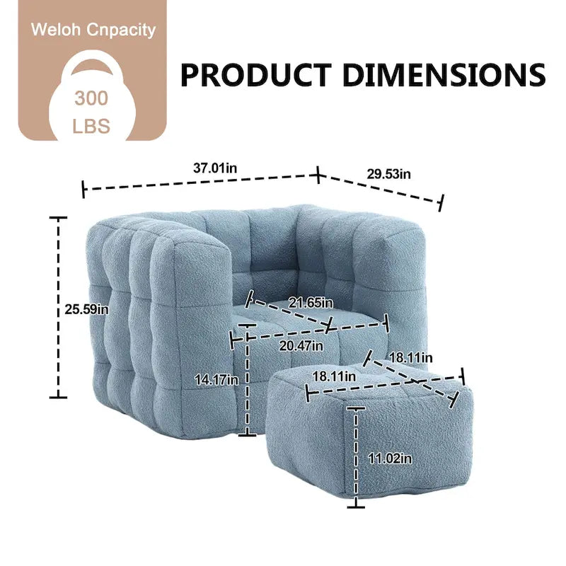 Boucle Upholstered Tufted Modern Single Side Sofa Chair with Ottoman-14