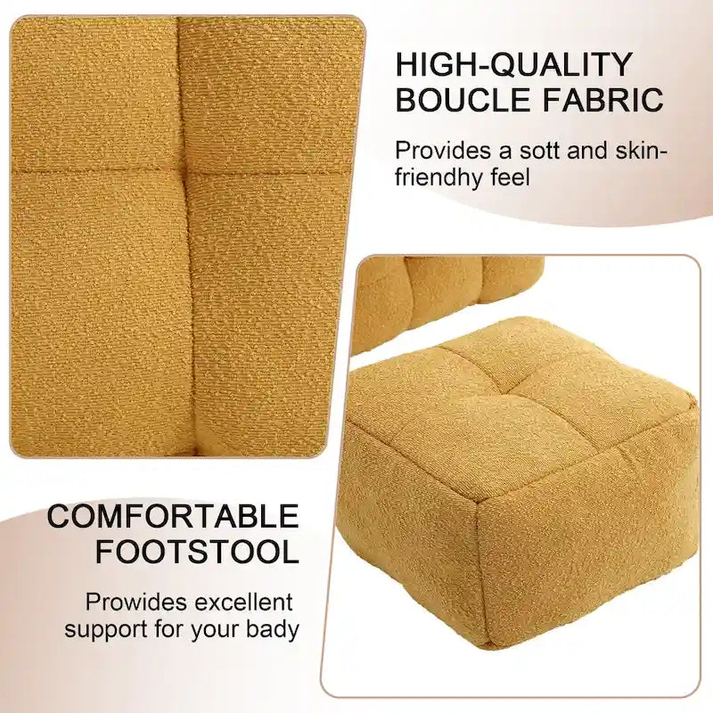 Boucle Upholstered Tufted Modern Single Side Sofa Chair with Ottoman-26