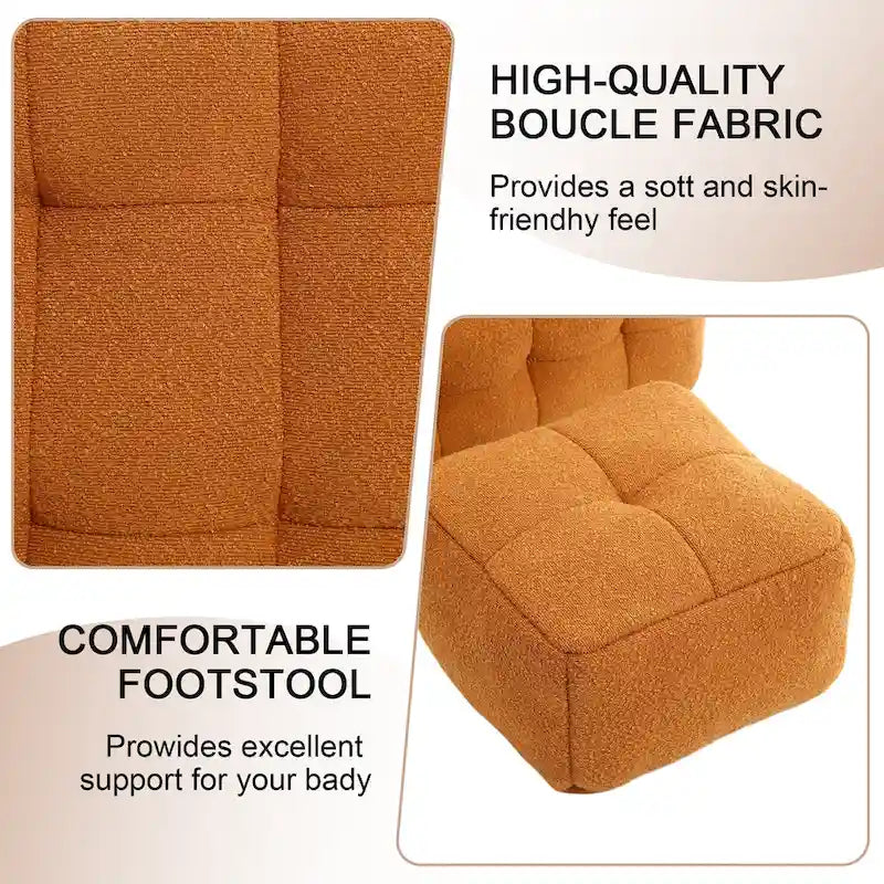 Boucle Upholstered Tufted Modern Single Side Sofa Chair with Ottoman-33