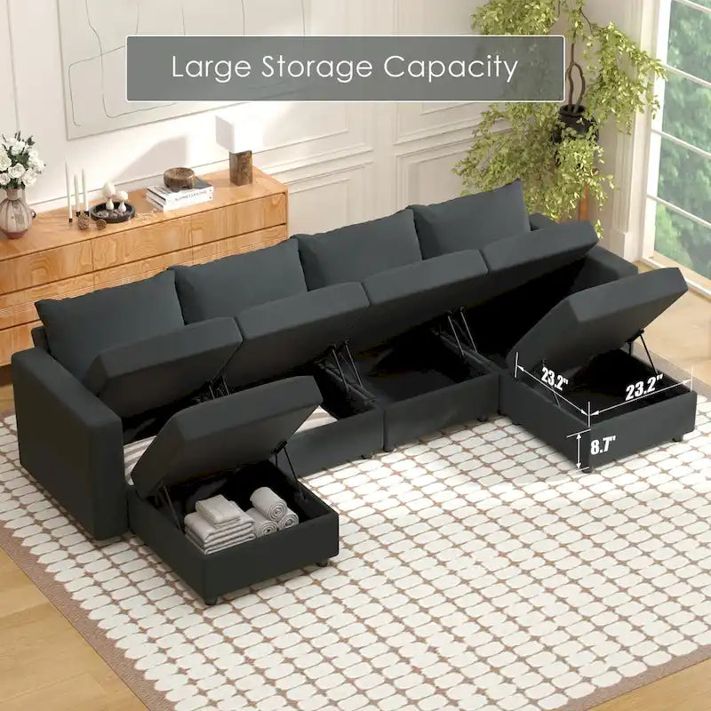 Gray Modular Sectional Sofa with Storage - 3-Piece-25