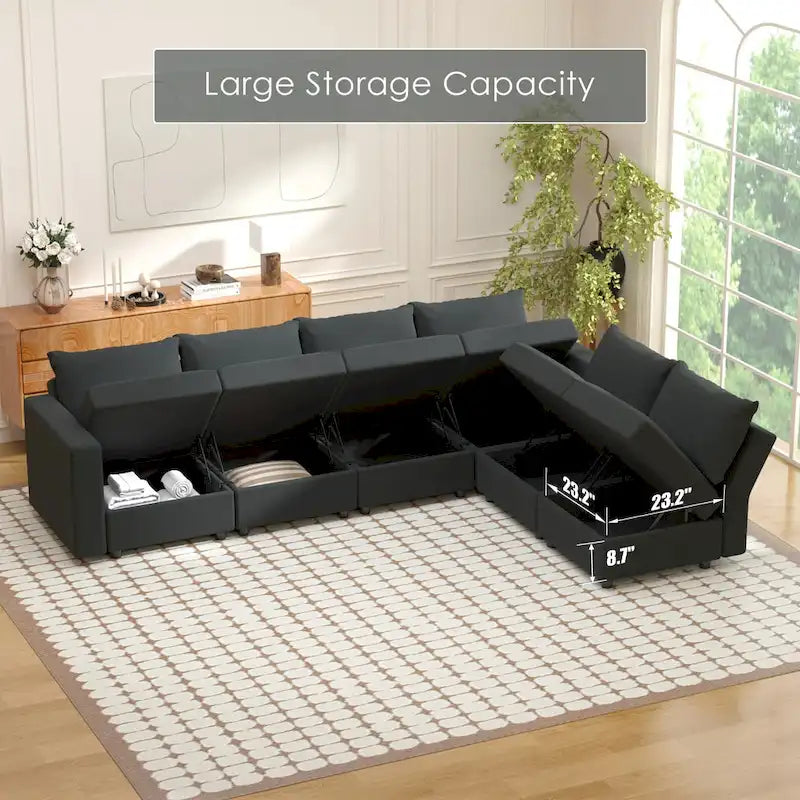 Gray Modular Sectional Sofa with Storage - 3-Piece-30