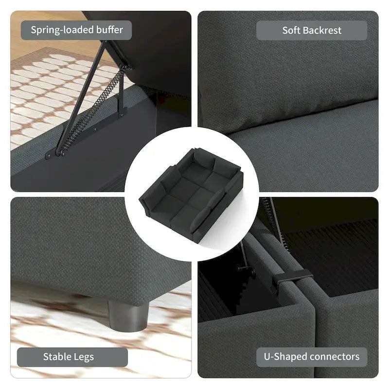 Gray Modular Sectional Sofa with Storage - 3-Piece-33