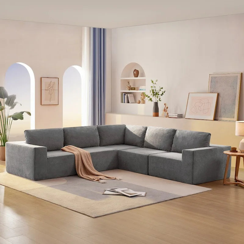 Modular L Shaped Sectional Sofa,Luxury Floor Couch Set,Upholstered Indoor Furniture,Foam-Filled Sleeper Sofa Bed-30