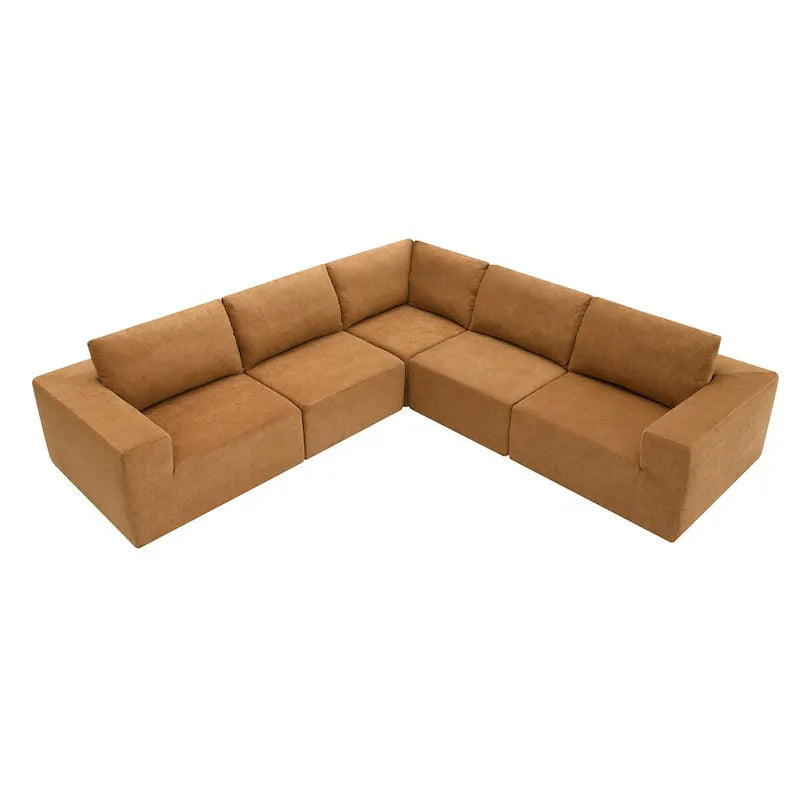 Modular L Shaped Sectional Sofa,Luxury Floor Couch Set,Upholstered Indoor Furniture,Foam-Filled Sleeper Sofa Bed-9