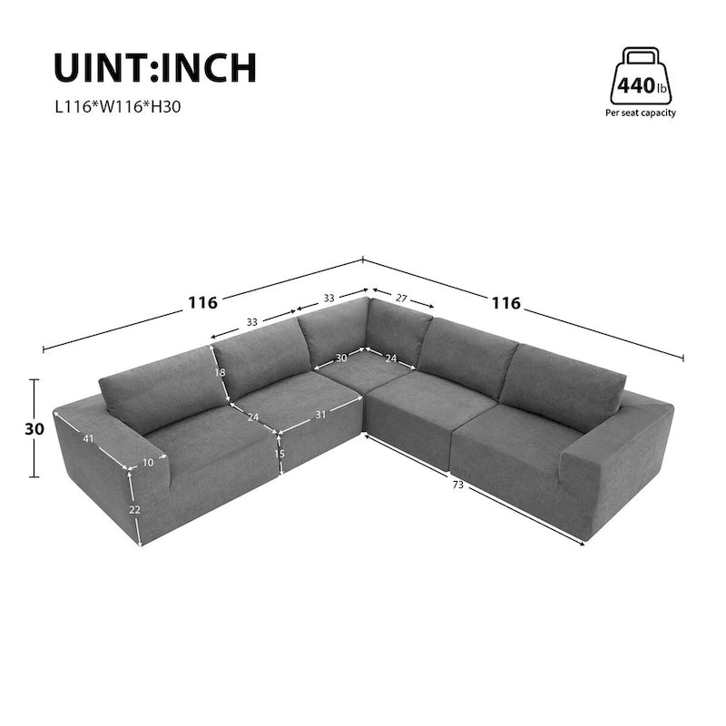 Modular L Shaped Sectional Sofa,Luxury Floor Couch Set,Upholstered Indoor Furniture,Foam-Filled Sleeper Sofa Bed-11