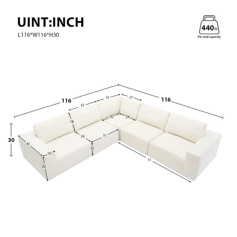 Modular L Shaped Sectional Sofa,Luxury Floor Couch Set,Upholstered Indoor Furniture,Foam-Filled Sleeper Sofa Bed-20