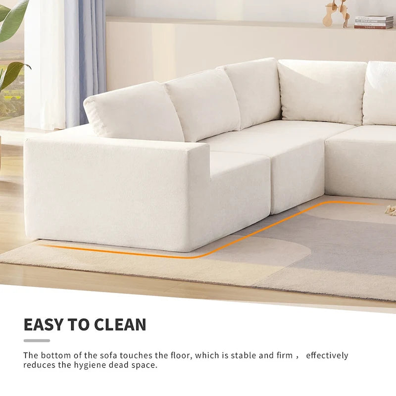 Modular L Shaped Sectional Sofa,Luxury Floor Couch Set,Upholstered Indoor Furniture,Foam-Filled Sleeper Sofa Bed-22