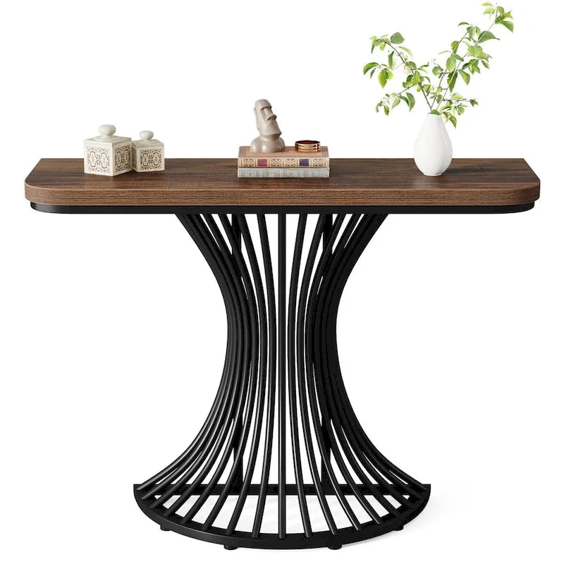 Industrial Console Table, 39-Inch Small Sofa Accent Table for Entrance, Living Room, Hallway, Rustic Brown-7