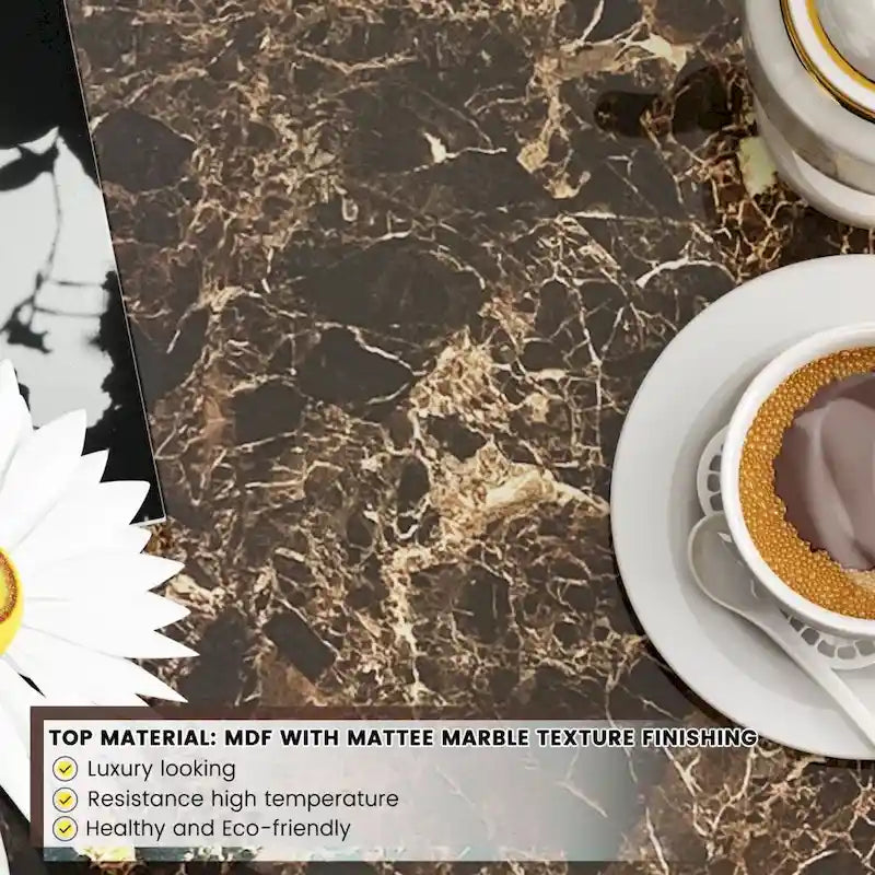 39 Wide 2-Tier Faux Marble Top Coffee Table with Steel Frame-7